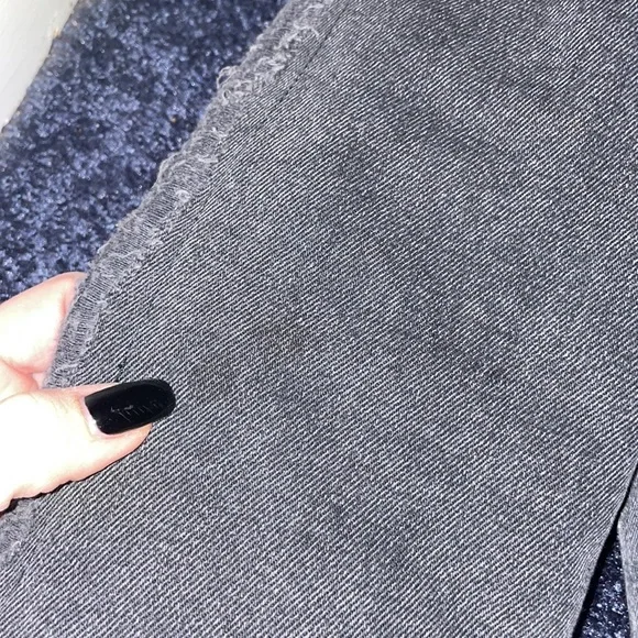 American Eagle size small destroyed black denim heavy furry down quilted jacket - Picture 8 of 10